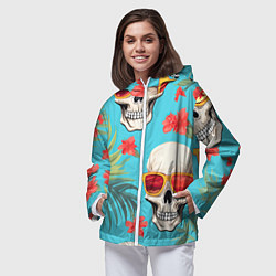 Ветровка с капюшоном женская Черепа в отпуске, цвет: 3D-белый — фото 2