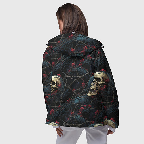 Женская ветровка Черепа в кустах с шипами / 3D-Белый – фото 4