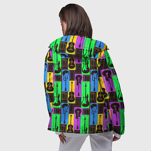 Женская ветровка Красочные гитары / 3D-Черный – фото 4