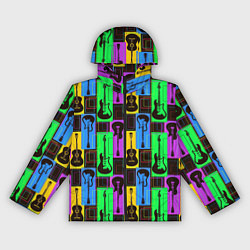 Ветровка с капюшоном женская Красочные гитары, цвет: 3D-черный