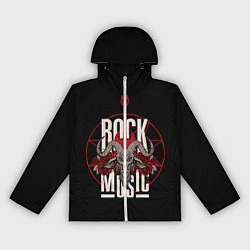 Ветровка с капюшоном женская Рок музыка - тяжёлый рок, цвет: 3D-белый