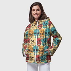 Ветровка с капюшоном женская День мёртвых, цвет: 3D-белый — фото 2