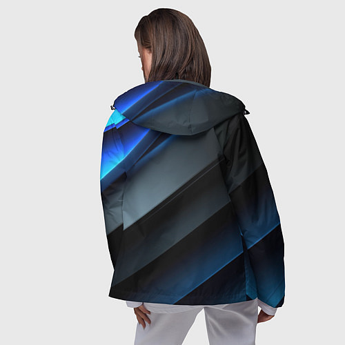 Женская ветровка Темная синяя стильная абстракция на черном фоне / 3D-Черный – фото 4
