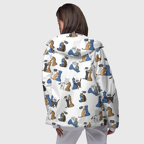 Женская ветровка Котики и шахматы белый / 3D-Белый – фото 4