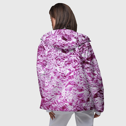 Женская ветровка Сверкающая розовая фактура фольги / 3D-Белый – фото 4