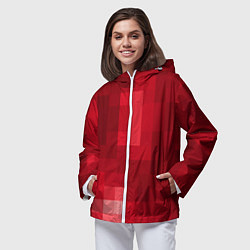Ветровка с капюшоном женская Red cubes abstraction, цвет: 3D-белый — фото 2