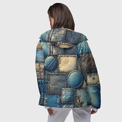 Женская ветровка Denim patchwork - ai art / 3D-Белый – фото 4