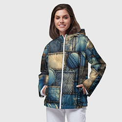 Ветровка с капюшоном женская Denim patchwork - ai art, цвет: 3D-белый — фото 2