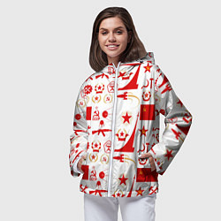 Ветровка с капюшоном женская СССР знак качества красный, цвет: 3D-белый — фото 2