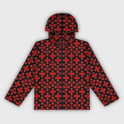 Женская ветровка Красные четырёхлистники на чёрном фоне