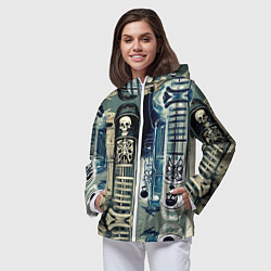 Ветровка с капюшоном женская Психоделика с черепами, цвет: 3D-белый — фото 2