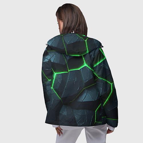 Женская ветровка Abstract dark green geometry style / 3D-Белый – фото 4