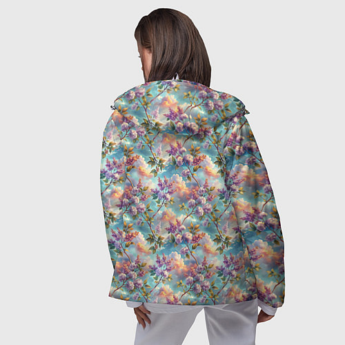 Женская ветровка Объемная сирень паттерн / 3D-Белый – фото 4