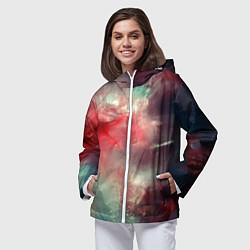 Ветровка с капюшоном женская Космическая аномалия, цвет: 3D-белый — фото 2