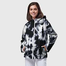 Ветровка с капюшоном женская Серый тай дай, цвет: 3D-белый — фото 2