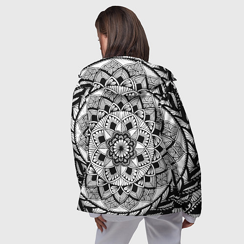 Женская ветровка Мандала зенарт чёрно-белая / 3D-Черный – фото 4