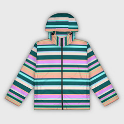 Женская ветровка Полосатый оранжево-бирюзовый