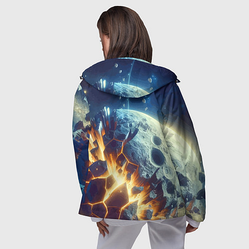 Женская ветровка Взрыв планеты - космос от нейросети / 3D-Черный – фото 4