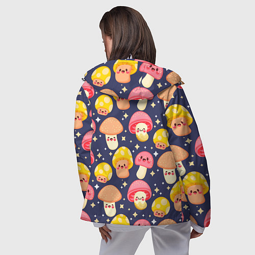 Женская ветровка Веселые грибочки паттерн / 3D-Белый – фото 4