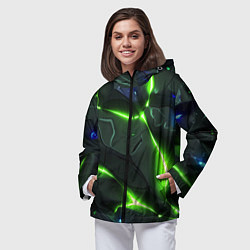 Ветровка с капюшоном женская Яркий неоновый свет из разлома плит, цвет: 3D-черный — фото 2