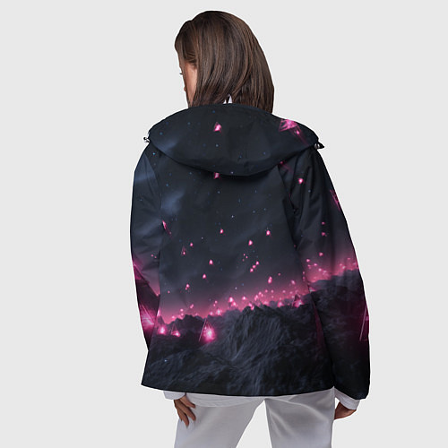 Женская ветровка Яркие пирамидки в космосе / 3D-Белый – фото 4