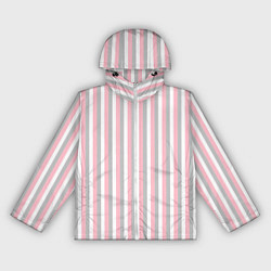 Ветровка с капюшоном женская Полосы бело-розово-серый, цвет: 3D-белый