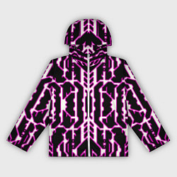 Женская ветровка Техно белые линии с розовой обводкой на чёрном фон
