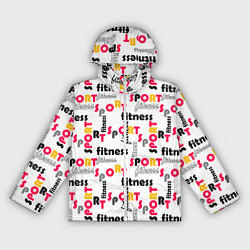 Ветровка с капюшоном женская Спортивный паттерн с текстом желтого красного черн, цвет: 3D-белый