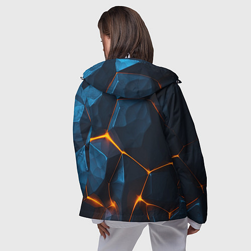 Женская ветровка Разлом плит с оранжевым свечением / 3D-Белый – фото 4