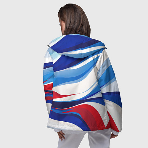 Женская ветровка Герб России на абстрактном фоне в цветах России / 3D-Черный – фото 4