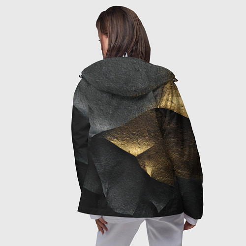 Женская ветровка Золотой герб России на темном фоне / 3D-Белый – фото 4
