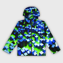 Женская ветровка Синие блоки в зеленом тумане