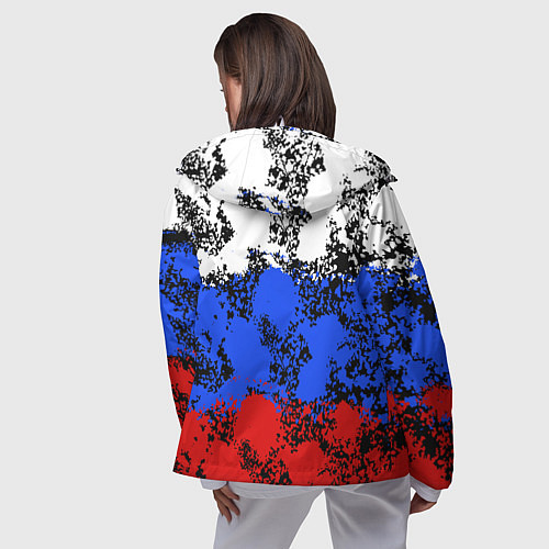Женская ветровка Российский флаг брызги / 3D-Белый – фото 4
