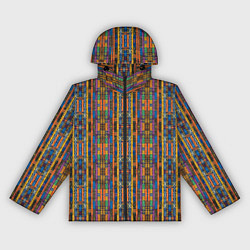 Ветровка с капюшоном женская Полоски африканские яркие, цвет: 3D-черный