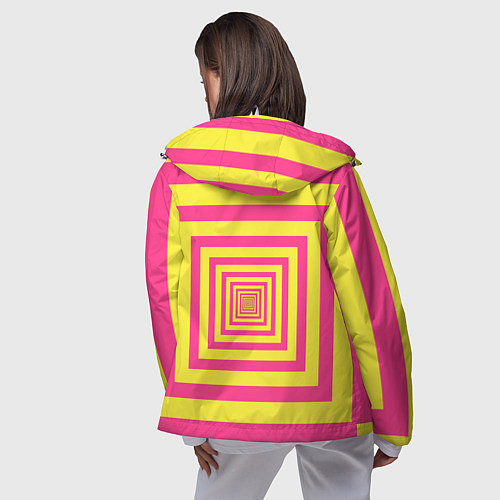Женская ветровка Желтые квадраты трансформация / 3D-Белый – фото 4