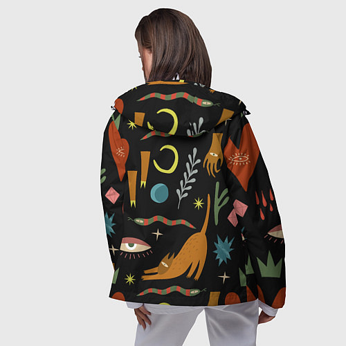 Женская ветровка Мистический лес с одноглазым котом / 3D-Белый – фото 4