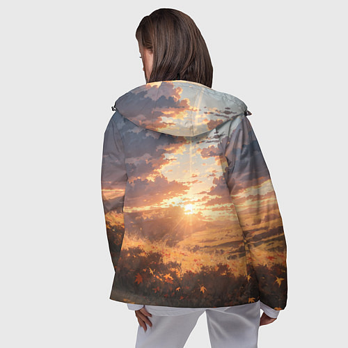 Женская ветровка Вечерний закат - аниме / 3D-Черный – фото 4
