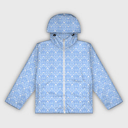 Ветровка с капюшоном женская Нежный бело-голубой узоры, цвет: 3D-белый