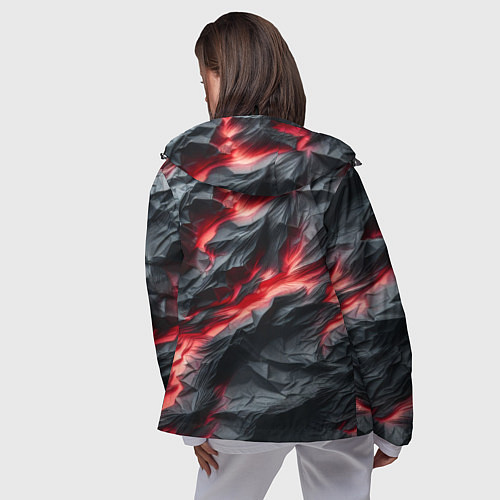 Женская ветровка Раскаленная лава на горных камнях / 3D-Черный – фото 4