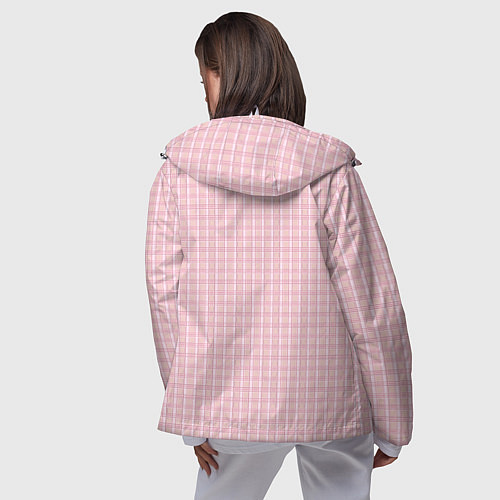 Женская ветровка Розовый паттерн клетка / 3D-Белый – фото 4