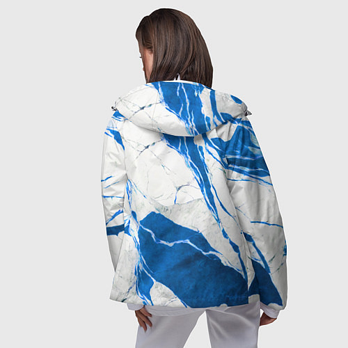 Женская ветровка Бело-синий мрамор / 3D-Белый – фото 4