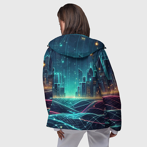 Женская ветровка Metropolis - vaporwave neon glow / 3D-Черный – фото 4