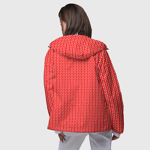 Женская ветровка Красный в белые маленькие полоски / 3D-Белый – фото 4