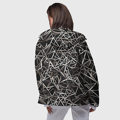 Женская ветровка Белые линии на чёрном фоне / 3D-Белый – фото 4