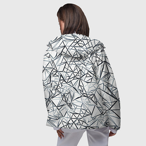 Женская ветровка Чёрные хаотичные линии на белом фоне / 3D-Белый – фото 4