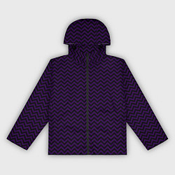 Ветровка с капюшоном женская Чёрно-фиолетовый ломаные полосы, цвет: 3D-черный