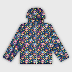Ветровка с капюшоном женская Аниме персонажи паттерн, цвет: 3D-белый