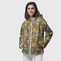 Ветровка с капюшоном женская Волчий мотив, цвет: 3D-белый — фото 2