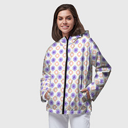 Ветровка с капюшоном женская Красивый узор цветочки, цвет: 3D-черный — фото 2