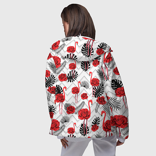 Женская ветровка Фламинго с розой / 3D-Белый – фото 4